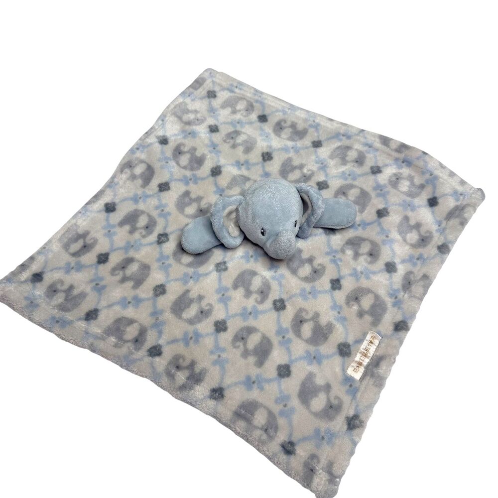 Blankets & Beyond Lovey Elephant Fleece Security Blanket Gray Blue